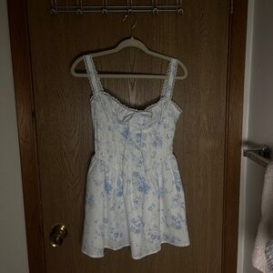 Blue & White Floral Corset Mini Dress | Size S